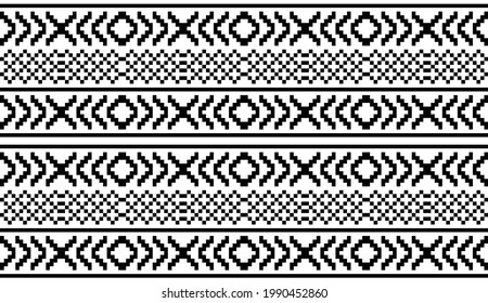 Ethnic seamless pattern with abstract geometric ornament monochrome color. Tribal texture. Aztec geometric backgrounds. Native American Navajo Aztec fabric style. Bohemian fashion. Vector 