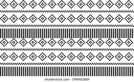 Ethnic seamless pattern with abstract geometric ornament monochrome color. Tribal texture. Aztec geometric backgrounds. Native American Navajo Aztec fabric style. Bohemian fashion. Vector 