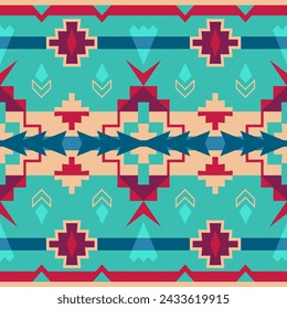 Ethnic seamless pattern. Abstract geometric print. Native American Southwest Blanket. Tribal, Boho rug.