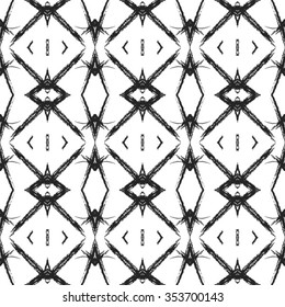 Ethnic seamless pattern. Abstract geometric black and white background with aztec ornament.