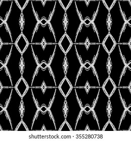 Ethnic seamless pattern. Abstract geometric black and white background with aztec ornament.