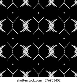Ethnic seamless pattern. Abstract geometric black and white background with aztec ornament.
