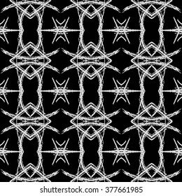 Ethnic seamless pattern. Abstract geometric black and white background with aztec ornament.