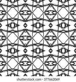 Ethnic seamless pattern. Abstract geometric black and white background with aztec ornament.
