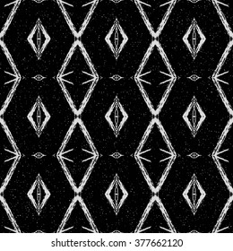 Ethnic seamless pattern. Abstract geometric black and white background with aztec ornament.