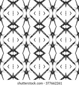 Ethnic seamless pattern. Abstract geometric black and white background with aztec ornament.