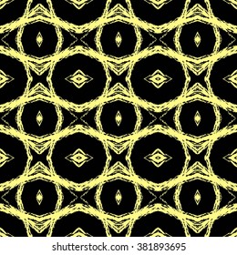 Ethnic seamless pattern. Abstract geometric black background with aztec ornament.