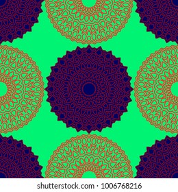 Ethnic Seamless Pattern. Abstract Oriental Mandala Background. Vintage Rapport for Wallpaper, Textile, Fabric and Paper. Seamless Pattern with Mandala