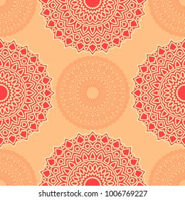 Ethnic Seamless Pattern. Abstract Oriental Mandala Background. Vintage Rapport for Wallpaper, Textile, Fabric and Paper. Seamless Pattern with Mandala