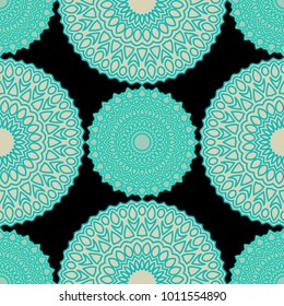 Ethnic Seamless Pattern. Abstract Oriental Mandala Background. Vintage Rapport for Wallpaper, Textile, Fabric and Paper. Seamless Pattern with Mandala