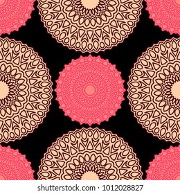 Ethnic Seamless Pattern. Abstract Oriental Mandala Background. Vintage Rapport for Wallpaper, Textile, Fabric and Paper. Seamless Pattern with Mandala