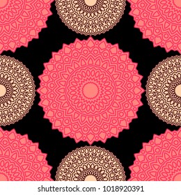 Ethnic Seamless Pattern. Abstract Oriental Mandala Background. Vintage Rapport for Wallpaper, Textile, Fabric and Paper. Seamless Pattern with Mandala