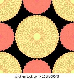 Ethnic Seamless Pattern. Abstract Oriental Mandala Background. Vintage Rapport for Wallpaper, Textile, Fabric and Paper. Seamless Pattern with Mandala