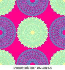 Ethnic Seamless Pattern. Abstract Oriental Mandala Background. Vintage Rapport for Wallpaper, Textile, Fabric and Paper. Seamless Pattern with Mandala
