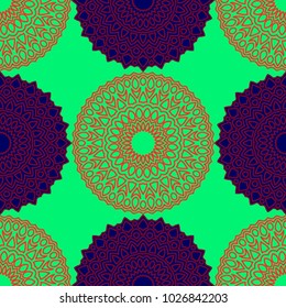 Ethnic Seamless Pattern. Abstract Oriental Mandala Background. Vintage Rapport for Wallpaper, Textile, Fabric and Paper. Seamless Pattern with Mandala