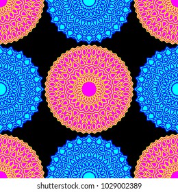 Ethnic Seamless Pattern. Abstract Oriental Mandala Background. Vintage Rapport for Wallpaper, Textile, Fabric and Paper. Seamless Pattern with Mandala
