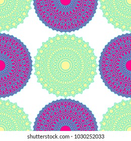 Ethnic Seamless Pattern. Abstract Oriental Mandala Background. Vintage Rapport for Wallpaper, Textile, Fabric and Paper. Seamless Pattern with Mandala