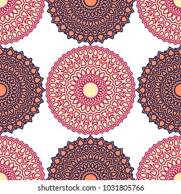 Ethnic Seamless Pattern. Abstract Oriental Mandala Background. Vintage Rapport for Wallpaper, Textile, Fabric and Paper. Seamless Pattern with Mandala