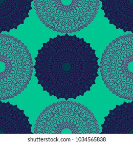 Ethnic Seamless Pattern. Abstract Oriental Mandala Background. Vintage Rapport for Wallpaper, Textile, Fabric and Paper. Seamless Pattern with Mandala