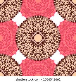 Ethnic Seamless Pattern. Abstract Oriental Mandala Background. Vintage Rapport for Wallpaper, Textile, Fabric and Paper. Seamless Pattern with Mandala