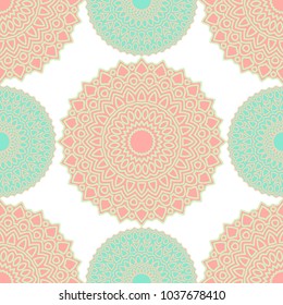 Ethnic Seamless Pattern. Abstract Oriental Mandala Background. Vintage Rapport for Wallpaper, Textile, Fabric and Paper. Seamless Pattern with Mandala