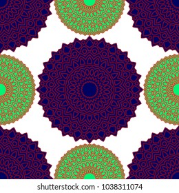 Ethnic Seamless Pattern. Abstract Oriental Mandala Background. Vintage Rapport for Wallpaper, Textile, Fabric and Paper. Seamless Pattern with Mandala