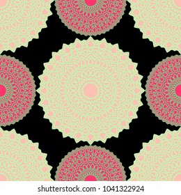 Ethnic Seamless Pattern. Abstract Oriental Mandala Background. Vintage Rapport for Wallpaper, Textile, Fabric and Paper. Seamless Pattern with Mandala