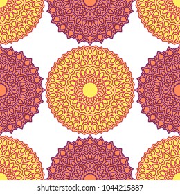 Ethnic Seamless Pattern. Abstract Oriental Mandala Background. Vintage Rapport for Wallpaper, Textile, Fabric and Paper. Seamless Pattern with Mandala