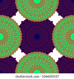 Ethnic Seamless Pattern. Abstract Oriental Mandala Background. Vintage Rapport for Wallpaper, Textile, Fabric and Paper. Seamless Pattern with Mandala