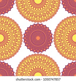Ethnic Seamless Pattern. Abstract Oriental Mandala Background. Vintage Rapport for Wallpaper, Textile, Fabric and Paper. Seamless Pattern with Mandala