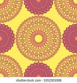 Ethnic Seamless Pattern. Abstract Oriental Mandala Background. Vintage Rapport for Wallpaper, Textile, Fabric and Paper. Seamless Pattern with Mandala