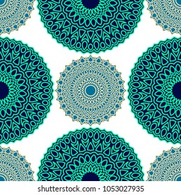 Ethnic Seamless Pattern. Abstract Oriental Mandala Background. Vintage Rapport for Wallpaper, Textile, Fabric and Paper. Seamless Pattern with Mandala
