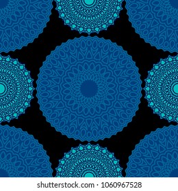 Ethnic Seamless Pattern. Abstract Oriental Mandala Background. Vintage Rapport for Wallpaper, Textile, Fabric and Paper. Seamless Pattern with Mandala