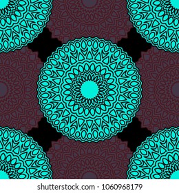 Ethnic Seamless Pattern. Abstract Oriental Mandala Background. Vintage Rapport for Wallpaper, Textile, Fabric and Paper. Seamless Pattern with Mandala