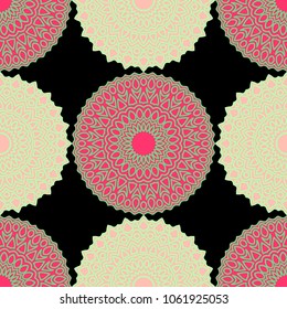 Ethnic Seamless Pattern. Abstract Oriental Mandala Background. Vintage Rapport for Wallpaper, Textile, Fabric and Paper. Seamless Pattern with Mandala