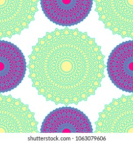 Ethnic Seamless Pattern. Abstract Oriental Mandala Background. Vintage Rapport for Wallpaper, Textile, Fabric and Paper. Seamless Pattern with Mandala
