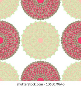 Ethnic Seamless Pattern. Abstract Oriental Mandala Background. Vintage Rapport for Wallpaper, Textile, Fabric and Paper. Seamless Pattern with Mandala