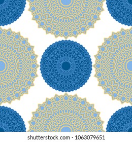 Ethnic Seamless Pattern. Abstract Oriental Mandala Background. Vintage Rapport for Wallpaper, Textile, Fabric and Paper. Seamless Pattern with Mandala