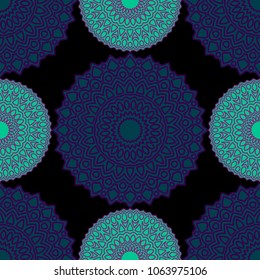 Ethnic Seamless Pattern. Abstract Oriental Mandala Background. Vintage Rapport for Wallpaper, Textile, Fabric and Paper. Seamless Pattern with Mandala