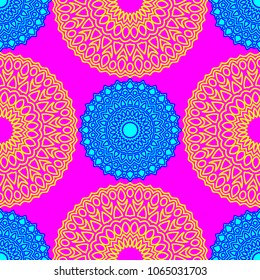 Ethnic Seamless Pattern. Abstract Oriental Mandala Background. Vintage Rapport for Wallpaper, Textile, Fabric and Paper. Seamless Pattern with Mandala
