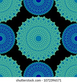 Ethnic Seamless Pattern. Abstract Oriental Mandala Background. Vintage Rapport for Wallpaper, Textile, Fabric and Paper. Seamless Pattern with Mandala