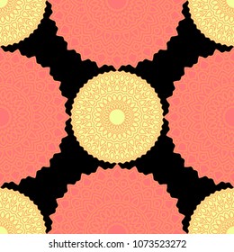 Ethnic Seamless Pattern. Abstract Oriental Mandala Background. Vintage Rapport for Wallpaper, Textile, Fabric and Paper. Seamless Pattern with Mandala