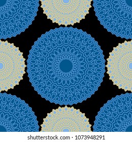 Ethnic Seamless Pattern. Abstract Oriental Mandala Background. Vintage Rapport for Wallpaper, Textile, Fabric and Paper. Seamless Pattern with Mandala