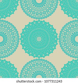 Ethnic Seamless Pattern. Abstract Oriental Mandala Background. Vintage Rapport for Wallpaper, Textile, Fabric and Paper. Seamless Pattern with Mandala