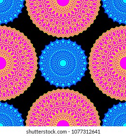 Ethnic Seamless Pattern. Abstract Oriental Mandala Background. Vintage Rapport for Wallpaper, Textile, Fabric and Paper. Seamless Pattern with Mandala