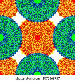 Ethnic Seamless Pattern. Abstract Oriental Mandala Background. Vintage Rapport for Wallpaper, Textile, Fabric and Paper. Seamless Pattern with Mandala