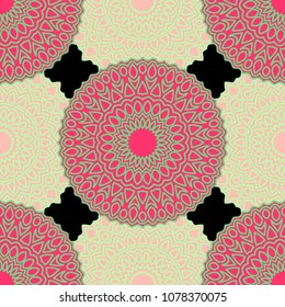 Ethnic Seamless Pattern. Abstract Oriental Mandala Background. Vintage Rapport for Wallpaper, Textile, Fabric and Paper. Seamless Pattern with Mandala