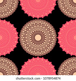 Ethnic Seamless Pattern. Abstract Oriental Mandala Background. Vintage Rapport for Wallpaper, Textile, Fabric and Paper. Seamless Pattern with Mandala