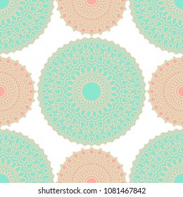 Ethnic Seamless Pattern. Abstract Oriental Mandala Background. Vintage Rapport for Wallpaper, Textile, Fabric and Paper. Seamless Pattern with Mandala