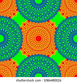 Ethnic Seamless Pattern. Abstract Oriental Mandala Background. Vintage Rapport for Wallpaper, Textile, Fabric and Paper. Seamless Pattern with Mandala